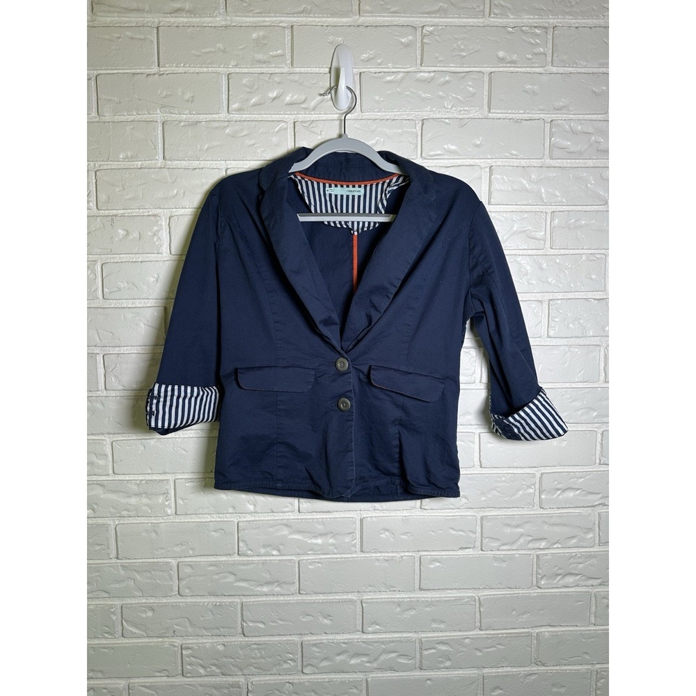 Maurices M Navy Cropped Blazer Jacket Blair Waldorf Gossip Girl‎ Preppy Chic
